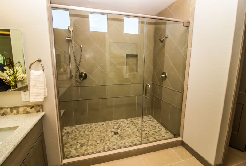 Open Concept Shower with Pebble Floor
