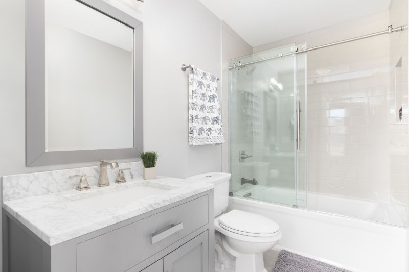 Corner Shower with Sliding Glass Doors