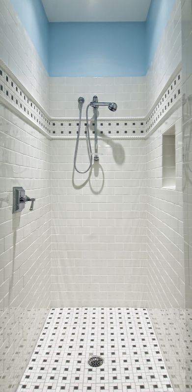Traditional Shower with Tile Accents